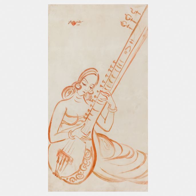A Lady Playing the Sitar | MasterArt